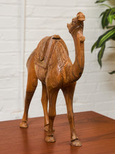 Load image into Gallery viewer, Vintage Hand Carved Wood Camel Sculpture Large