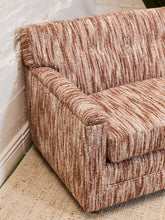 Load image into Gallery viewer, Curved Vintage Sectional Sofa in Rosewood Textured Upholstery