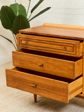 Load image into Gallery viewer, 1960s Broyhill Sculptra Mid Century Walnut 6 Drawer Lowboy Dresser