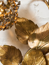 Load image into Gallery viewer, Midcentury Electric Tole Gold Gilt Sconce Leaf & Hydrangea Design Att. Hans Kogl