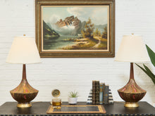 Load image into Gallery viewer, Pair of 1960s Sculptural Brass and Enamel Table Lamps
