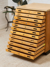 Load image into Gallery viewer, Vintage Distressed Industrial Wood Primitive School House Artist Flat Files Cabinet #4