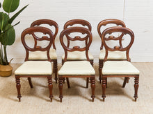 Load image into Gallery viewer, 1940’s Carved Sweetheart Chairs Set of 6