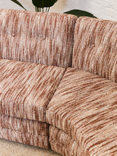 Load image into Gallery viewer, Curved Vintage Sectional Sofa in Rosewood Textured Upholstery