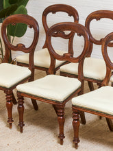 Load image into Gallery viewer, 1940’s Carved Sweetheart Chairs Set of 6