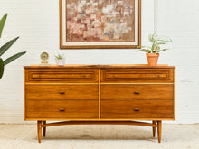 Load image into Gallery viewer, 1960s Broyhill Sculptra Mid Century Walnut 6 Drawer Lowboy Dresser