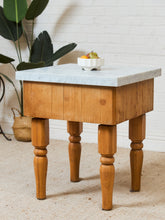 Load image into Gallery viewer, Vintage Butcher Block Marble Top Table