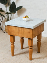 Load image into Gallery viewer, Vintage Butcher Block Marble Top Table