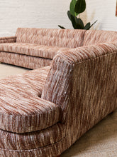 Load image into Gallery viewer, Curved Vintage Sectional Sofa in Rosewood Textured Upholstery