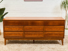 Load image into Gallery viewer, Walnut Mid Century 9 Drawer Dresser