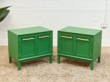 Load image into Gallery viewer, Kelly Green Vintage Mid Century Nightstands