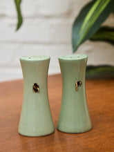 Load image into Gallery viewer, Mid-century Modern salt and Pepper, Shakers Olive Ceramic
