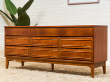Load image into Gallery viewer, Walnut Mid Century 9 Drawer Dresser
