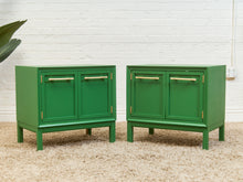 Load image into Gallery viewer, Kelly Green Vintage Mid Century Nightstands