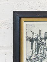 Load image into Gallery viewer, Vintage Dry Dock Harbor Scene Black and White Architectural Print Framed