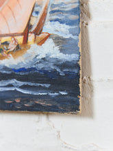 Load image into Gallery viewer, Vintage Rolling Waves Sailboat Painting