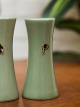 Load image into Gallery viewer, Mid-century Modern salt and Pepper, Shakers Olive Ceramic