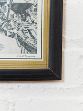 Load image into Gallery viewer, Vintage Dry Dock Harbor Scene Black and White Architectural Print Framed