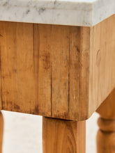 Load image into Gallery viewer, Vintage Butcher Block Marble Top Table