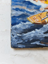 Load image into Gallery viewer, Vintage Rolling Waves Sailboat Painting