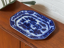 Load image into Gallery viewer, Antique Dark Flow Blue Manilla Staffordshire Platter