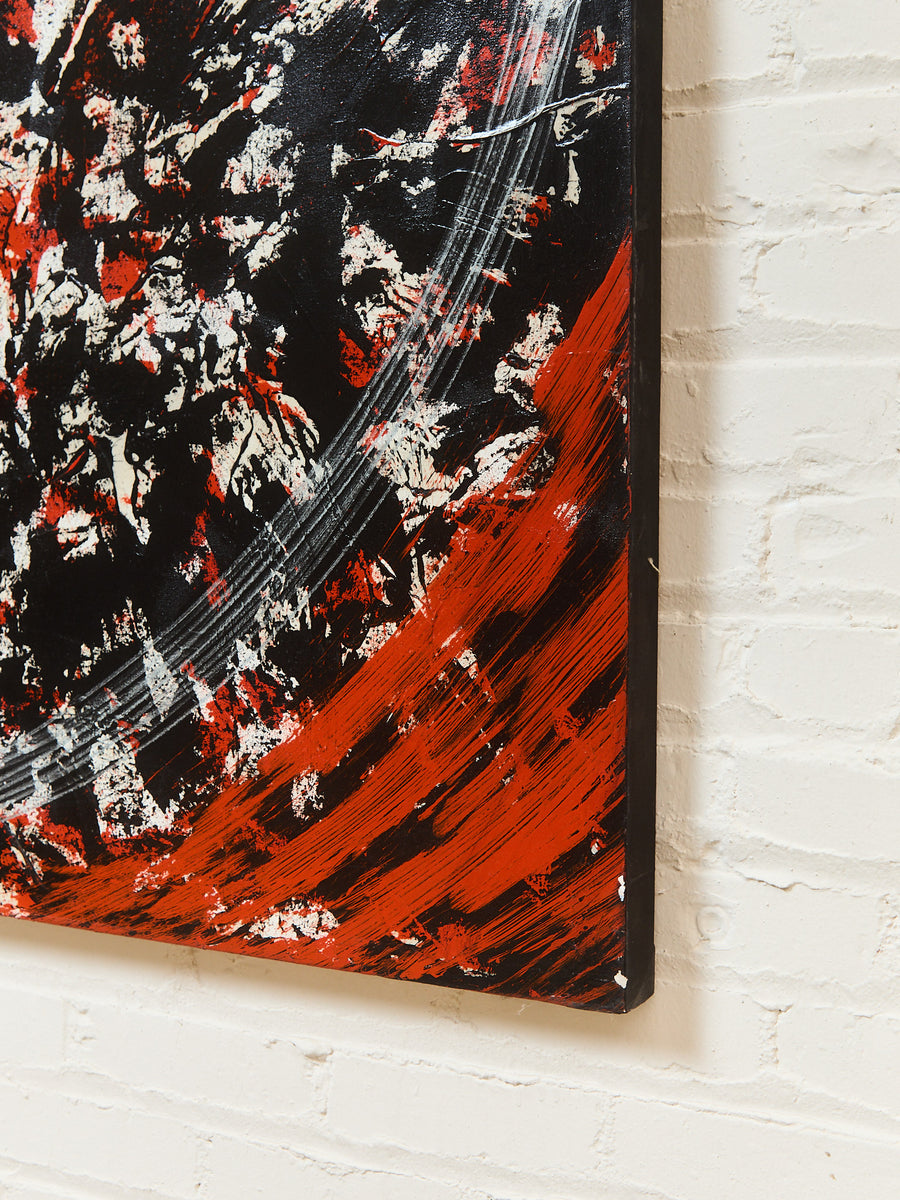 Red Geometric Acrylic Abstract Mandala Museum Painting in Red by