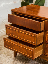 Load image into Gallery viewer, Walnut Mid Century 9 Drawer Dresser