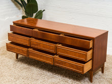 Load image into Gallery viewer, Walnut Mid Century 9 Drawer Dresser