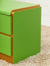 Load image into Gallery viewer, Low Profile 1970’s Kelly Green and Brass Nightstands