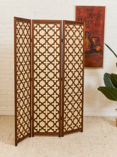 Load image into Gallery viewer, Wood Patterned Three Panel Screen Divider