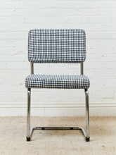 Load image into Gallery viewer, Houndstooth Black and White Chrome Chair