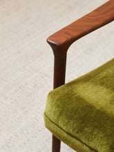 Load image into Gallery viewer, Solid Teak Westnofa Norway Olive Green Mohair Lounge Chair