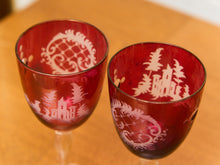 Load image into Gallery viewer, Ruby Red Bohemian Wine Glass Set of 7
