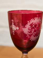 Load image into Gallery viewer, Ruby Red Bohemian Wine Glass Set of 7