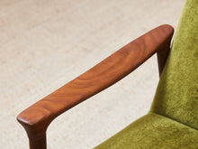 Load image into Gallery viewer, Solid Teak Westnofa Norway Olive Green Mohair Lounge Chair
