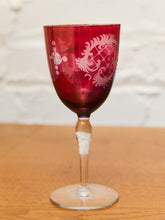 Load image into Gallery viewer, Ruby Red Bohemian Wine Glass Set of 7