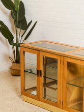 Load image into Gallery viewer, 1970s Style Oak & Glass Display Credenza