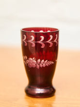 Load image into Gallery viewer, Ruby Red Bohemian Glass Liqueur Glasses Set of 5