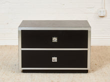 Load image into Gallery viewer, Black and Chrome 1970's 2 Drawer Nightstand