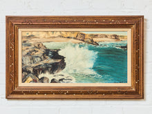 Load image into Gallery viewer, Crashing Waves on Rock Cliff Oil Painting by Joanne Moberg
