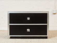 Load image into Gallery viewer, Black and Chrome 1970's 2 Drawer Nightstand