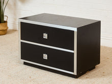 Load image into Gallery viewer, Black and Chrome 1970's 2 Drawer Nightstand