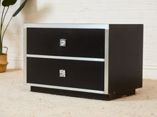 Load image into Gallery viewer, Black and Chrome 1970's 2 Drawer Nightstand