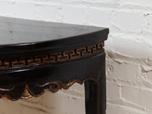 Load image into Gallery viewer, Antique Chinese Black Lacquer Demi-Lune Console Table