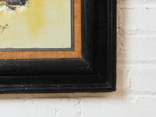 Load image into Gallery viewer, Mid-Century Modern Oil Painting featuring an abstract cityscape skyline Signed Art by Marty Dueng