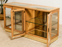 Load image into Gallery viewer, 1970s Style Oak & Glass Display Credenza