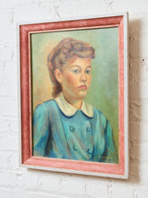 Load image into Gallery viewer, Portrait of a woman in Blue mid Century