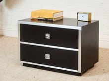 Load image into Gallery viewer, Black and Chrome 1970's 2 Drawer Nightstand
