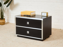 Load image into Gallery viewer, Black and Chrome 1970's 2 Drawer Nightstand