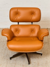 Load image into Gallery viewer, Burnt Orange Leather Iconic Chair and Ottoman